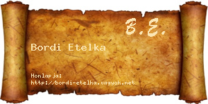 Bordi Etelka névjegykártya